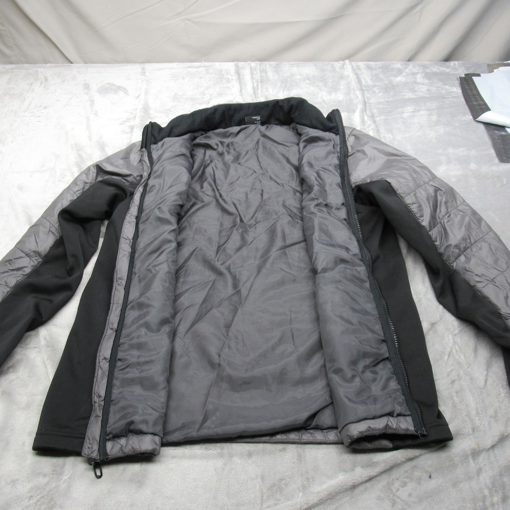 Spyder Jacket Mens Large Black Gray Insulated Full Zip Quilted Puffer Hybrid